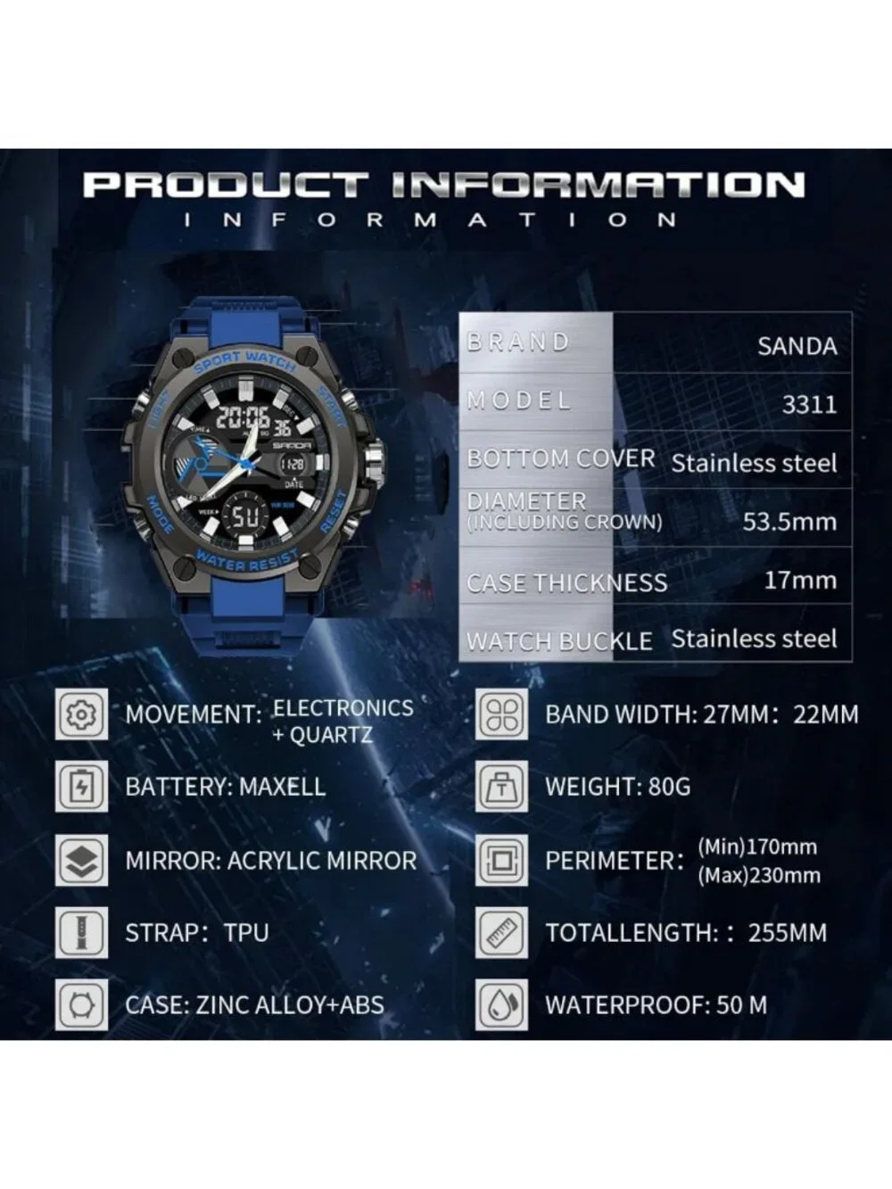 Men's Waterproof Military Sports Watch - Multi-Function LED Alarm & Stopwatch